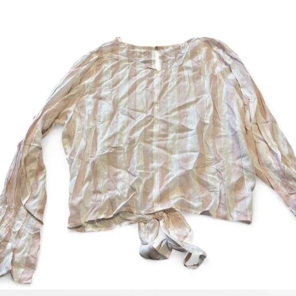 NWTGS Umgee Punk & White Striped Blouse Bell Sleeve - Picture 5 of 7